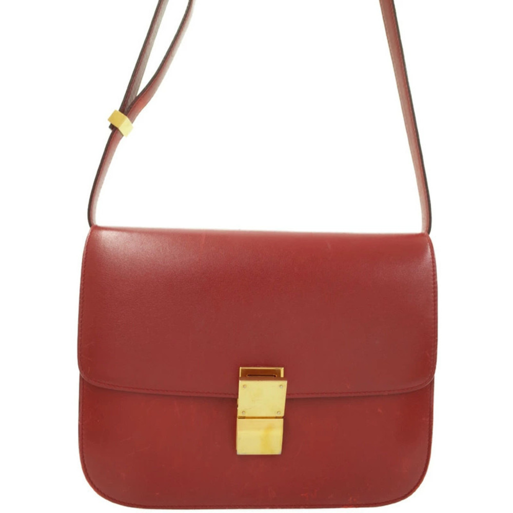 Celine Shoulder Box bag Leather Red